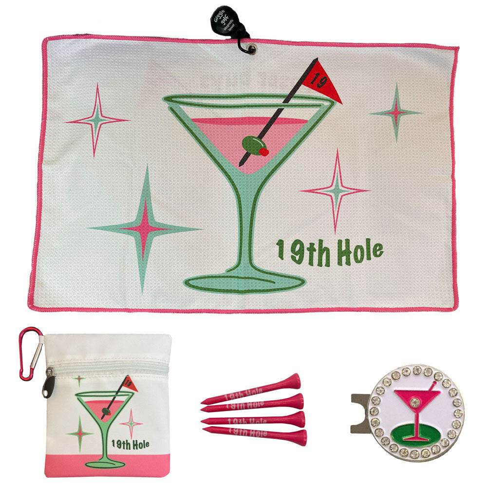 Giggle Golf 19th Hole Par 3: Magnetic Golf Towel, Tee Bag & Bling Ball Marker