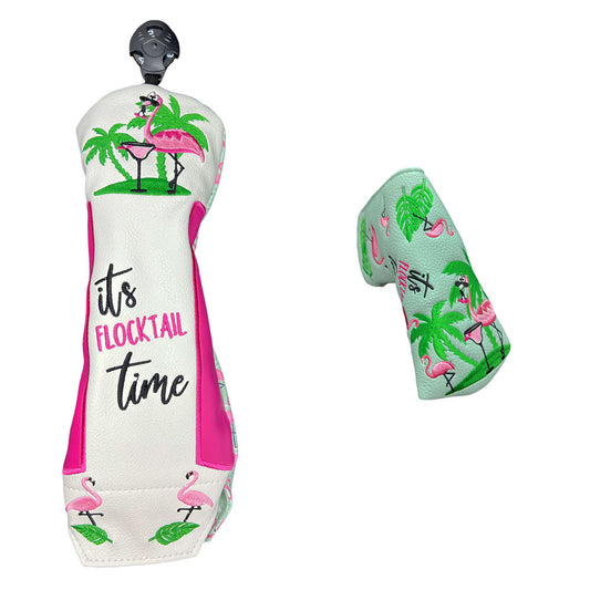 Giggle Golf Flamingos Golf Club Cover Set - Blade Putter Cover & Utility Club Cover