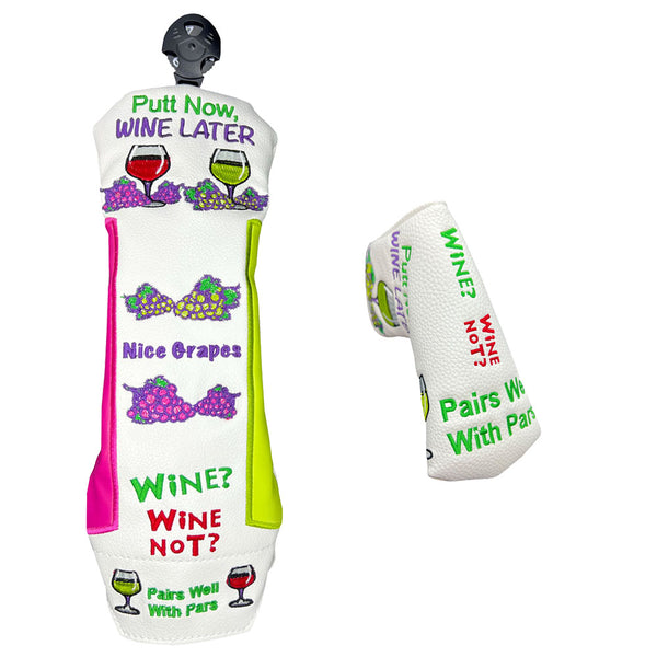 Giggle Golf Putt Now Wine Later Golf Club Cover Set - Blade Putter Cover & Utility Club Cover
