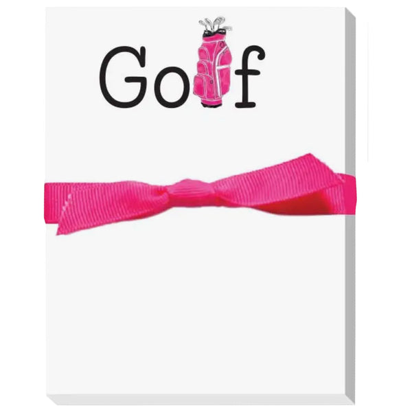 Golf (Pink Golf Bag) Notepad, 50 sheets of white (not lined) paper