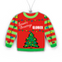 Customizable Ugly Sweater Ornament, Red & Green Stripes