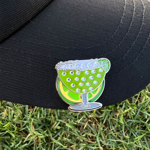 Giggle Golf Bling Margarita Ball Marker With Magnetic Lime Hat Clip, On A Black Hat