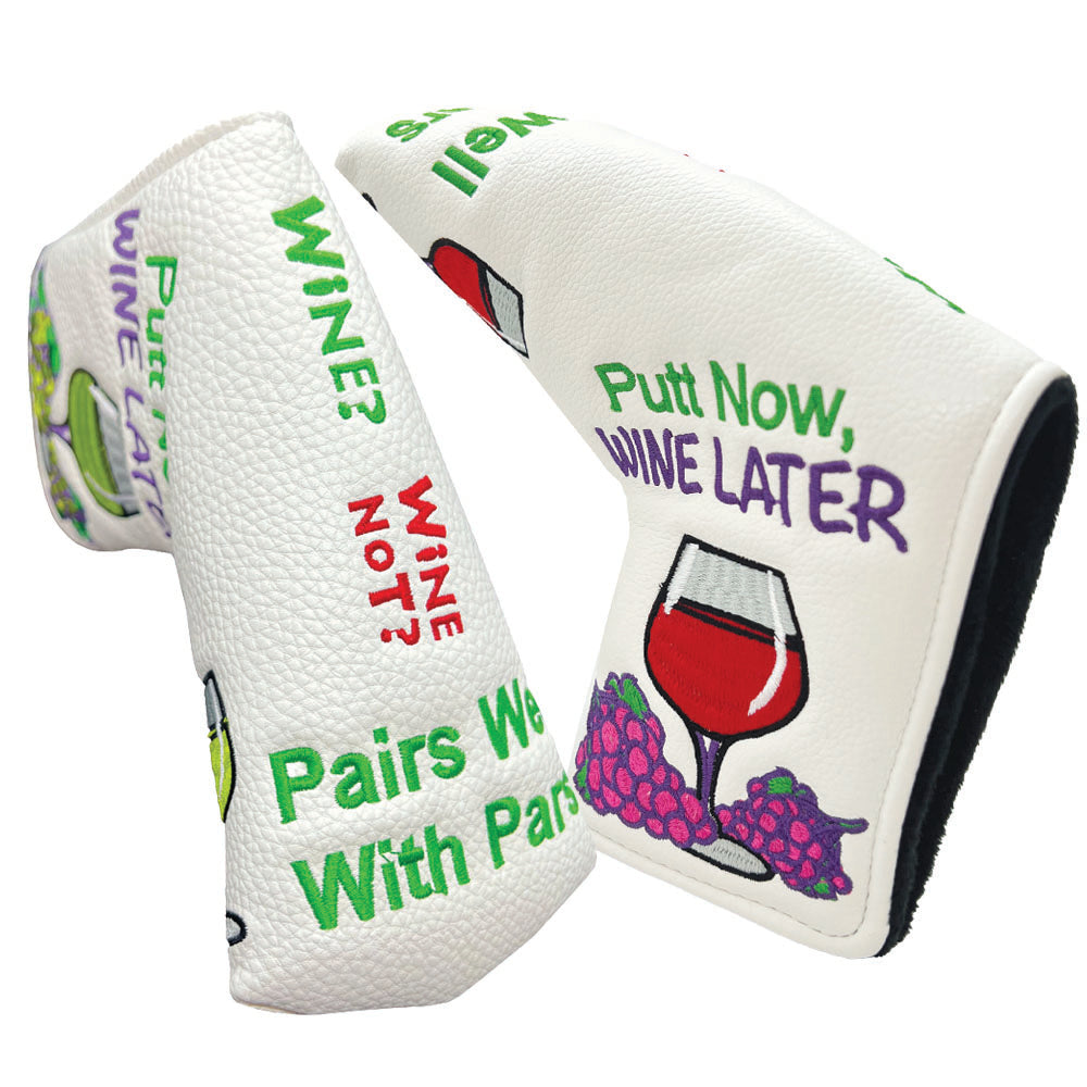 Giggle Golf Putt Now Wine Later Magnetic Blade Putter Cover