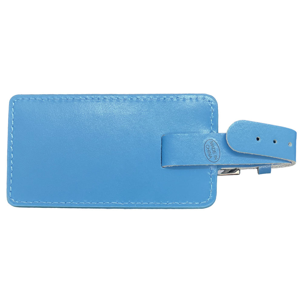Blue Leather Luggage Tag - Golf Cart Design