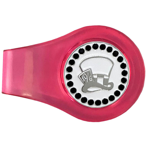 Giggle Golf Madhatter Golf Ball Marker On Magnetic Pink Clip