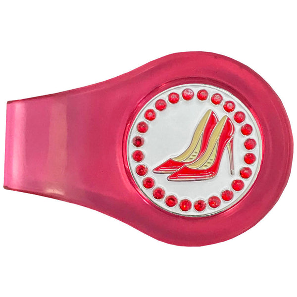 Giggle Golf Bling Red High Heels Golf Ball Marker On Magnetic Pink Clip