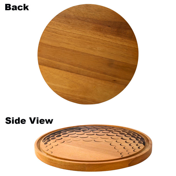 Golf Ball Wood Charcuterie Board, Back and Side View