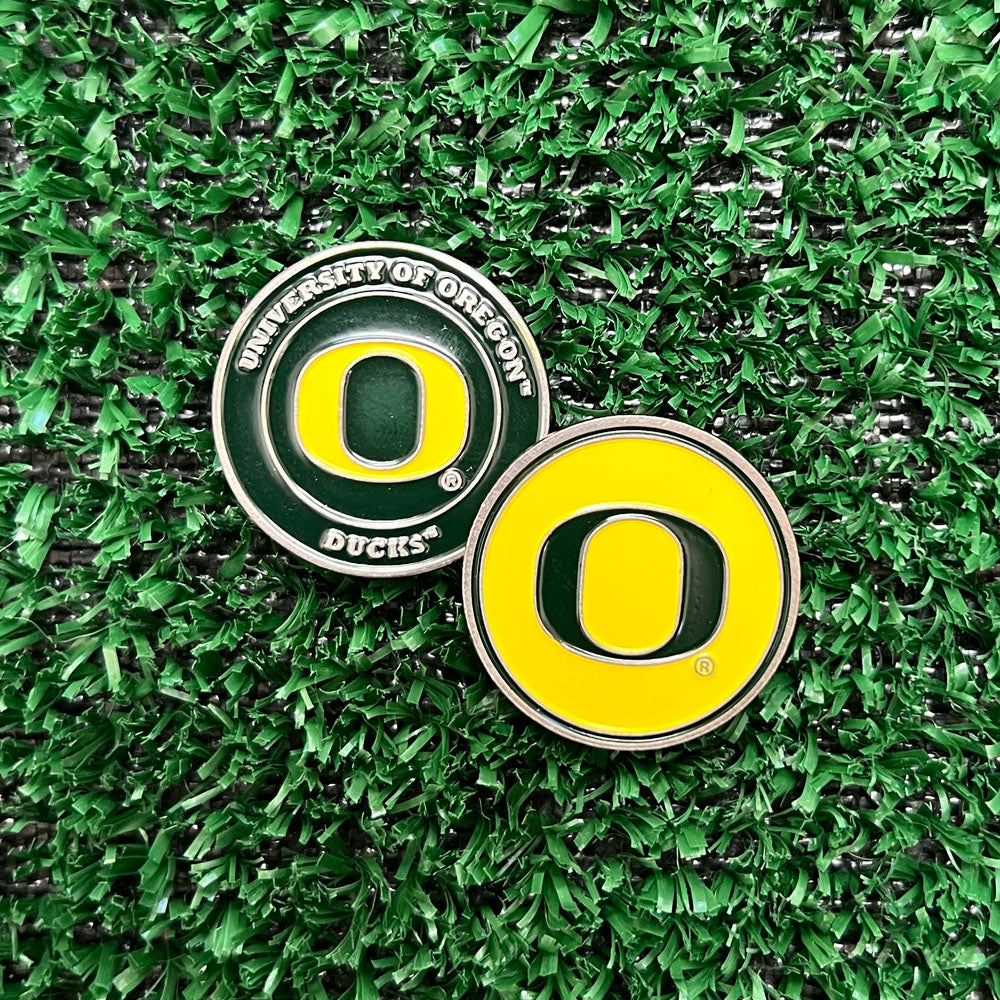 Fun double-sided golf ball marker with Oregon Ducks logo