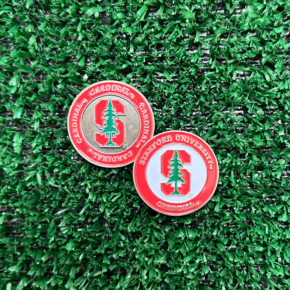 Stanford double-sided golf ball marker with Stanford Cardinal logo