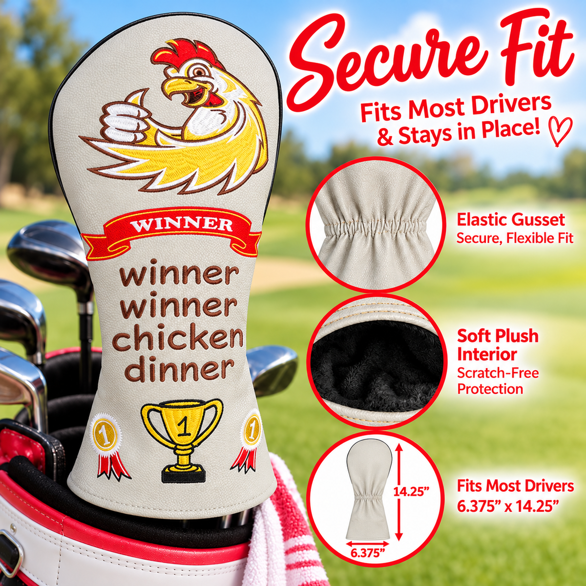 Winner Winner Chicken Dinner 3-Piece Golf Head Cover Set
