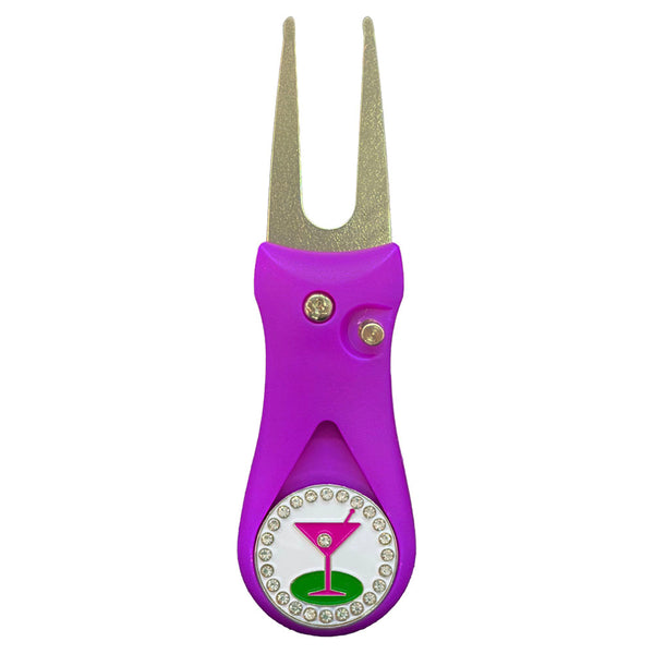 Giggle Golf Bling 19th Hole Ball Marker On A Plastic, Purple, Divot Repair Tool