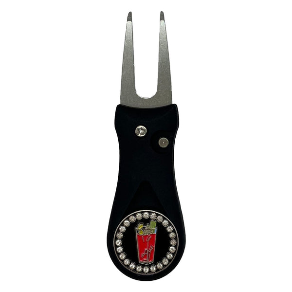 Giggle Golf Bling Bloody Mary Ball Marker On A Plastic, Black, Divot Repair Tool