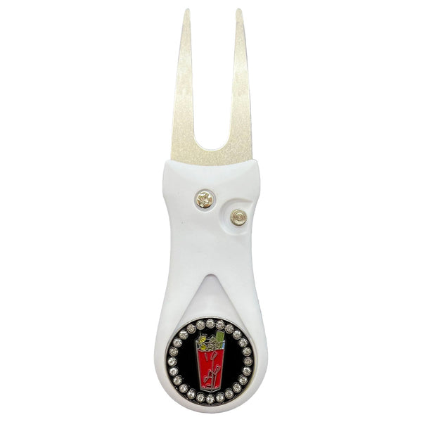 Giggle Golf Bling Bloody Mary Ball Marker On A Plastic, White, Divot Repair Tool