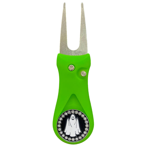 Giggle Golf Bling Ghost Ball Marker On A Plastic, Green, Divot Repair Tool
