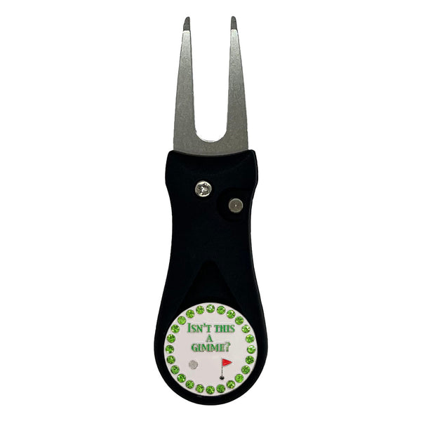 Giggle Golf Bling Isn't This A Gimme Ball Marker On A Plastic, Black, Divot Repair Tool