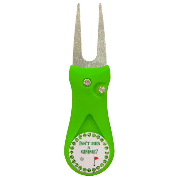 Giggle Golf Bling Isn't This A Gimme Ball Marker On A Plastic, Green, Divot Repair Tool