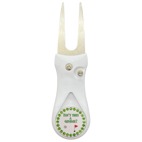 Giggle Golf Bling Isn't This A Gimme Ball Marker On A Plastic, White, Divot Repair Tool