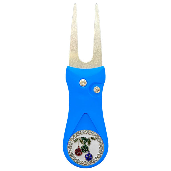 Giggle Golf Bling Christmas Ornaments Ball Marker On A Plastic, Blue, Divot Repair Tool