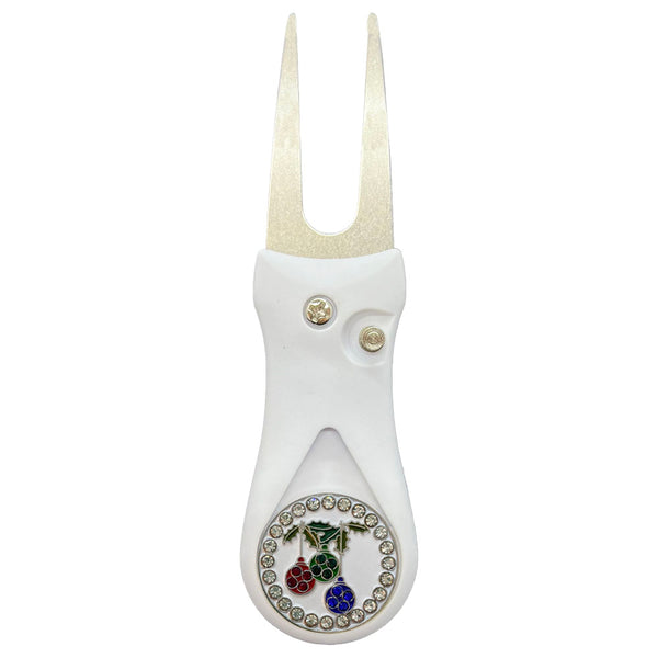 Giggle Golf Bling Christmas Ornaments Ball Marker On A Plastic, White, Divot Repair Tool