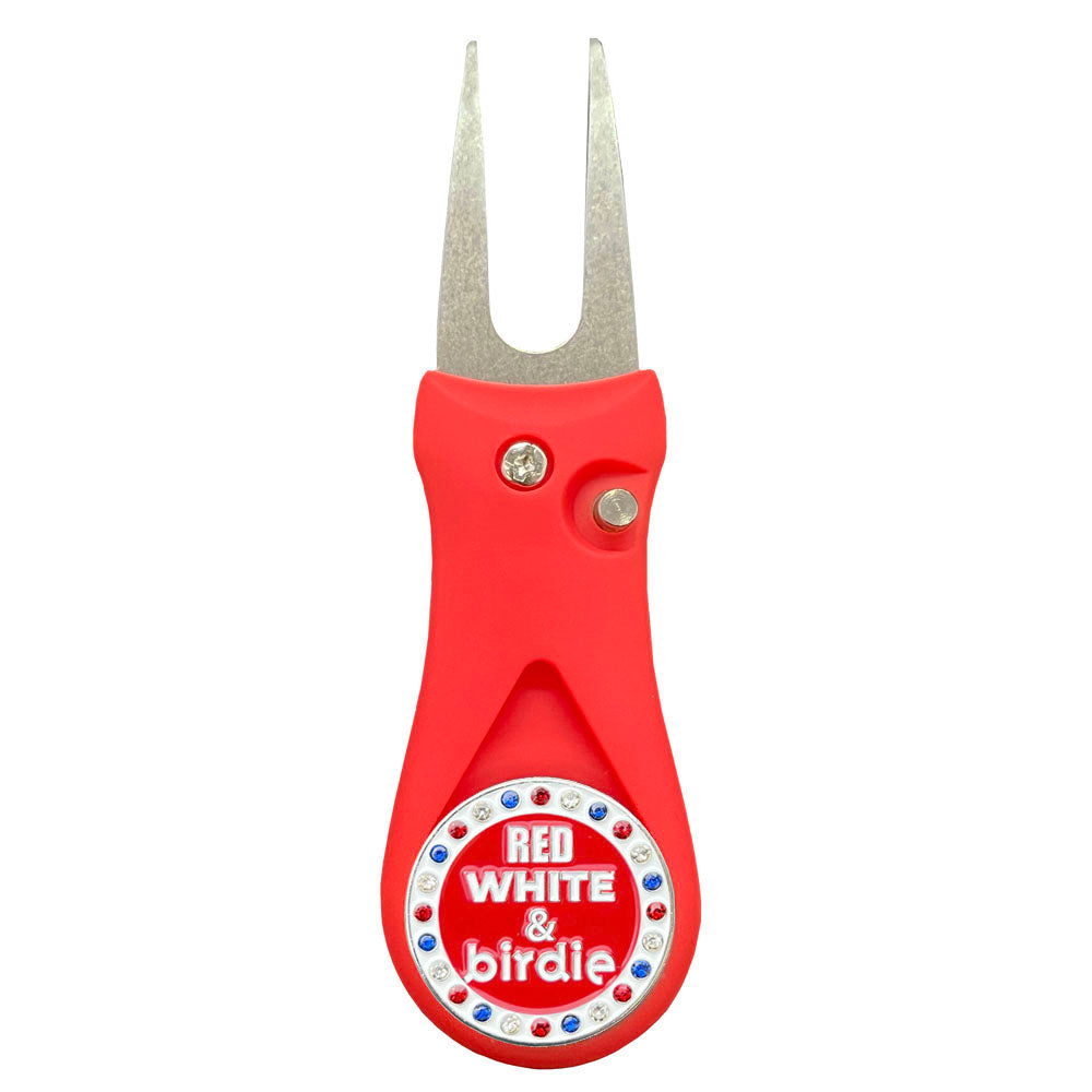 Bling Red White & Birdie Golf Ball Marker