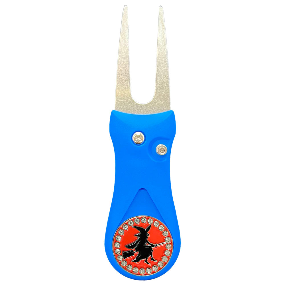 Giggle Golf Bling Witch Ball Marker On A Plastic, Blue, Divot Repair Tool