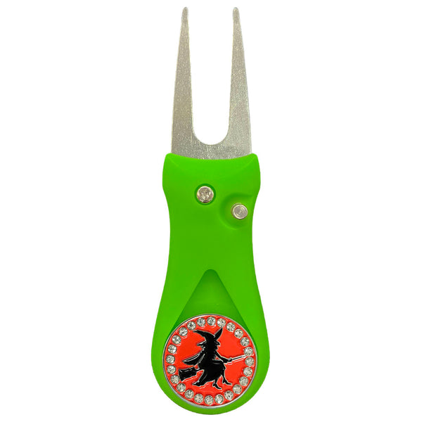 Giggle Golf Bling Witch Ball Marker On A Plastic, Green, Divot Repair Tool