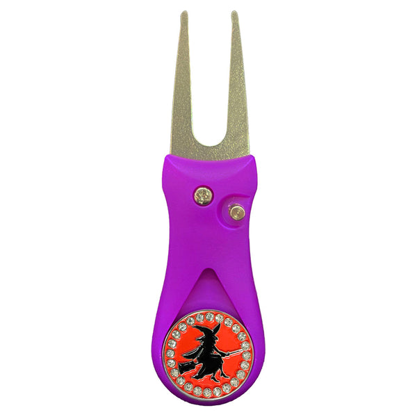 Giggle Golf Bling Witch Ball Marker On A Plastic, Purple, Divot Repair Tool