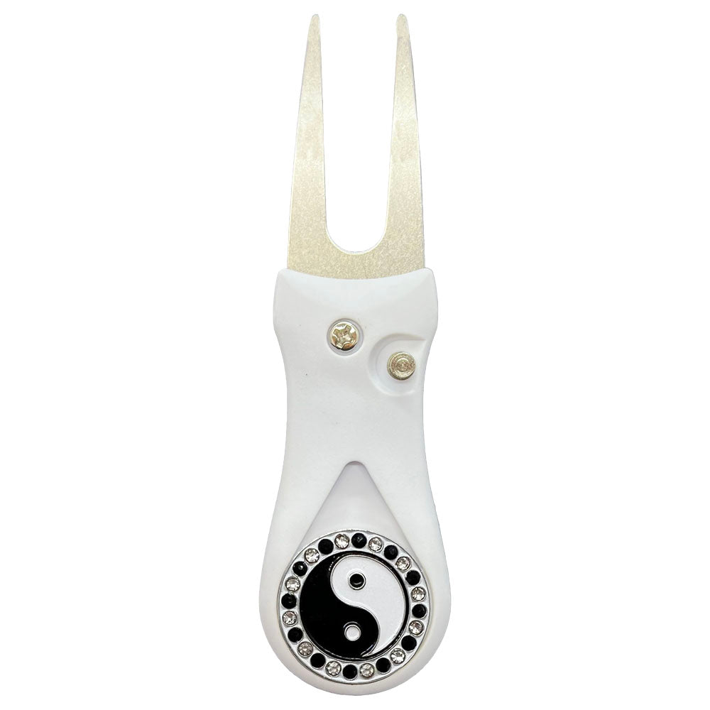 Bling Yin Yang Golf Ball Marker With Divot Repair Tool