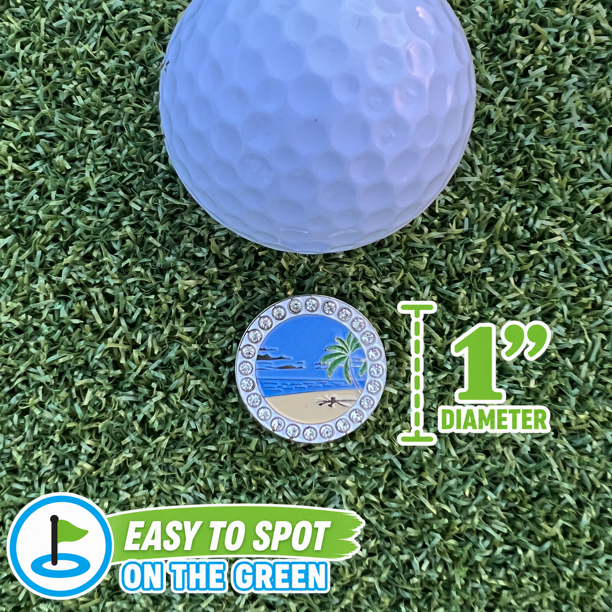 Bling Beach Scene Golf Ball Marker