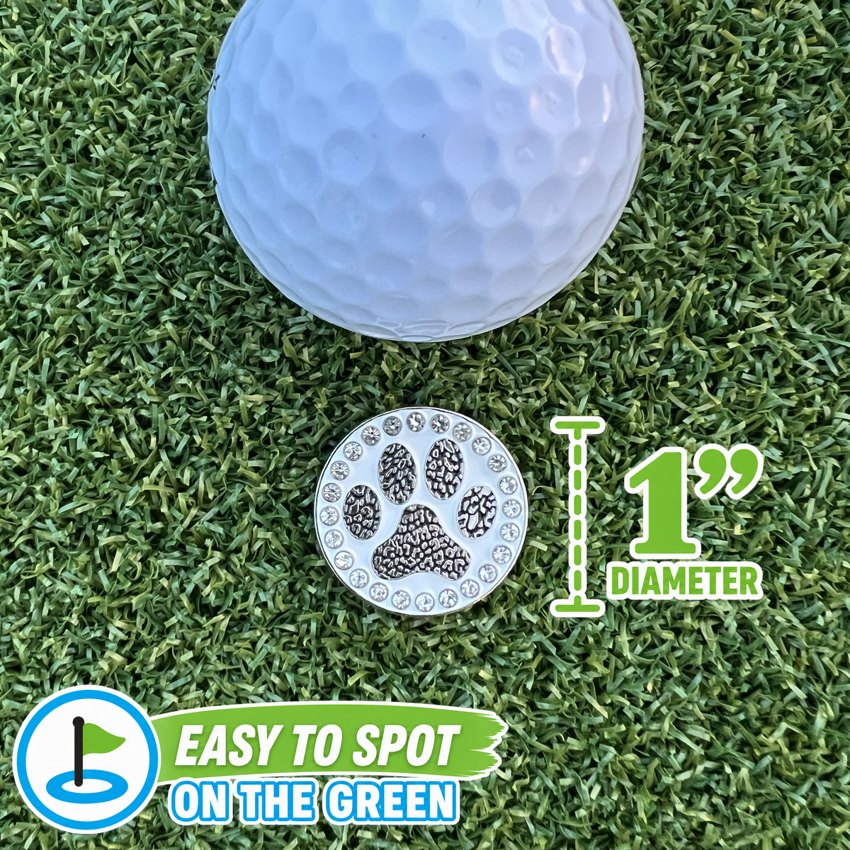 Bling Paw Print (Black) Golf Ball Marker