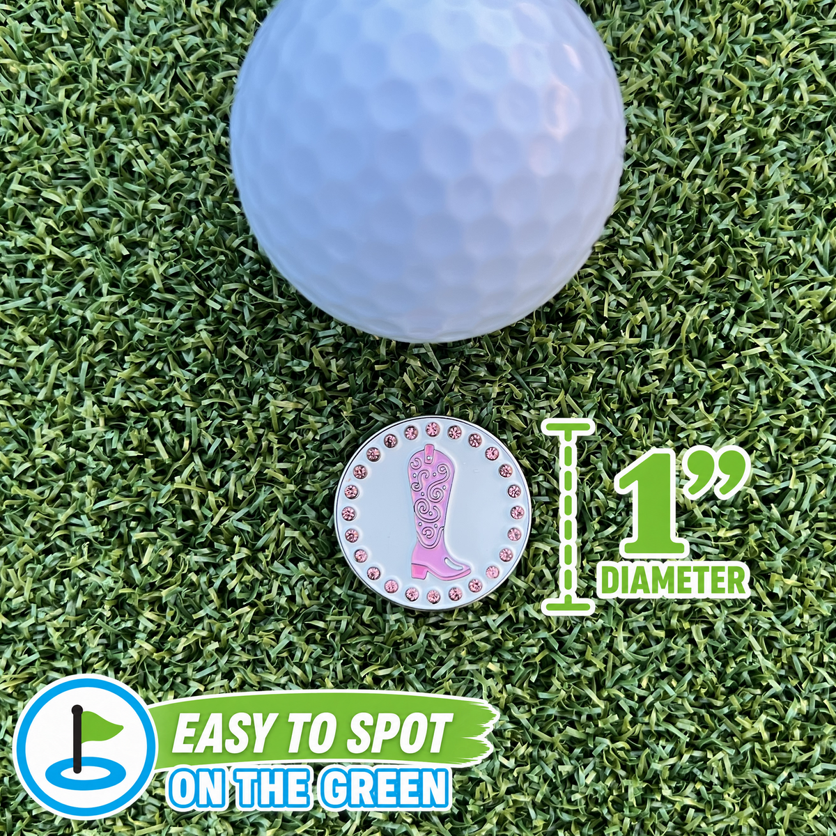 Bling Pink Cowgirl Boot Golf Ball Marker