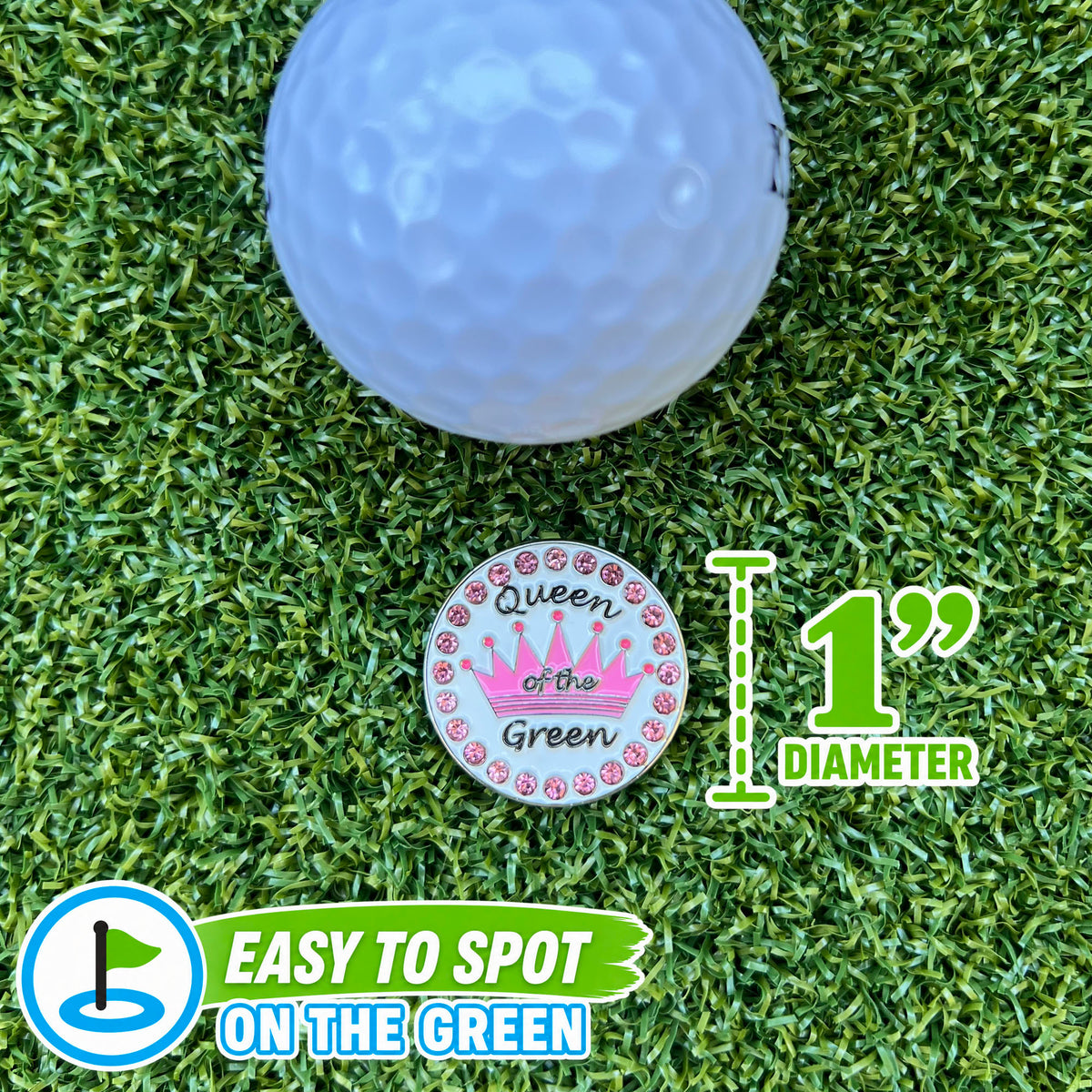 Bling Queen Of The Green (Pink Crown) Golf Ball Marker