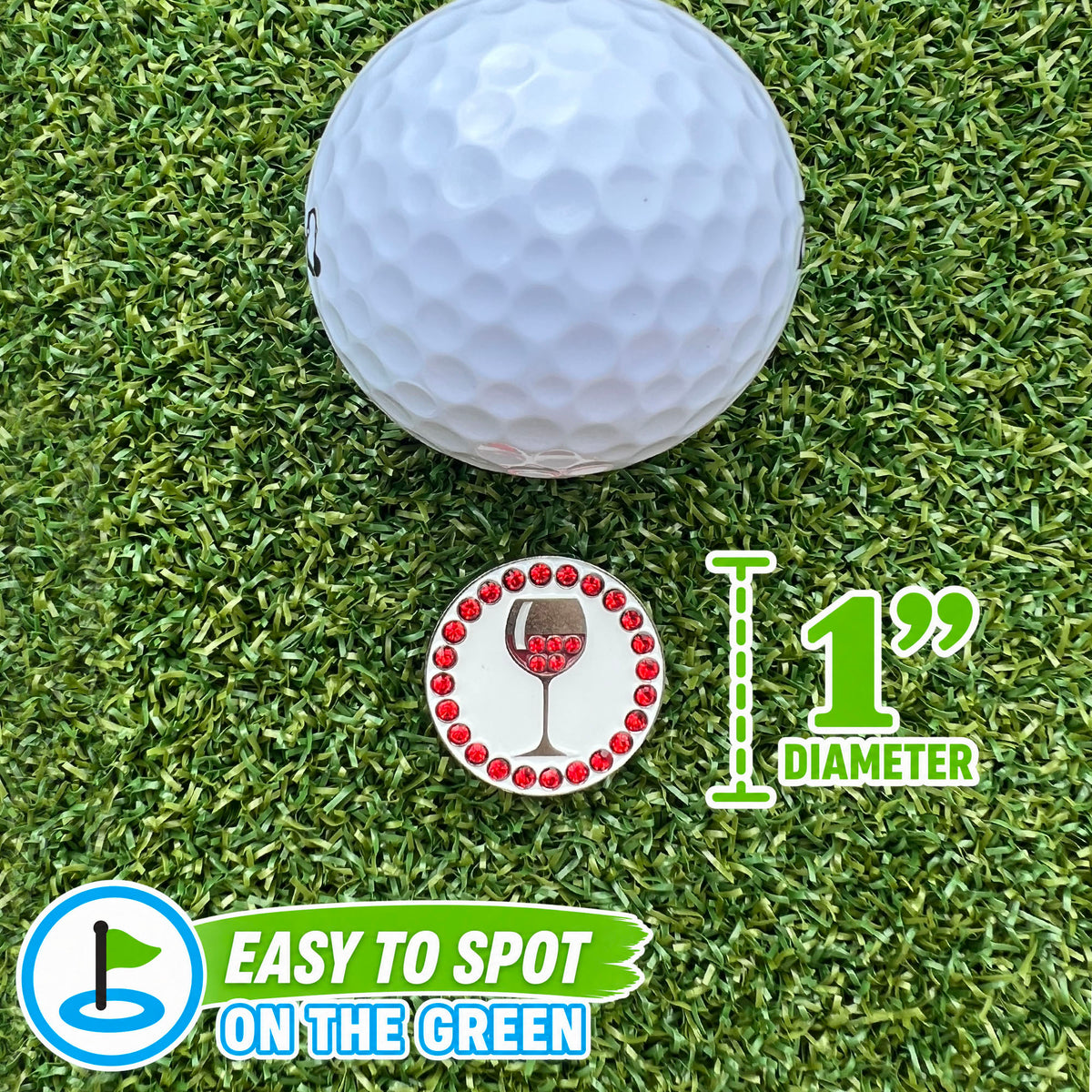 Bling Red Wine Golf Ball Marker