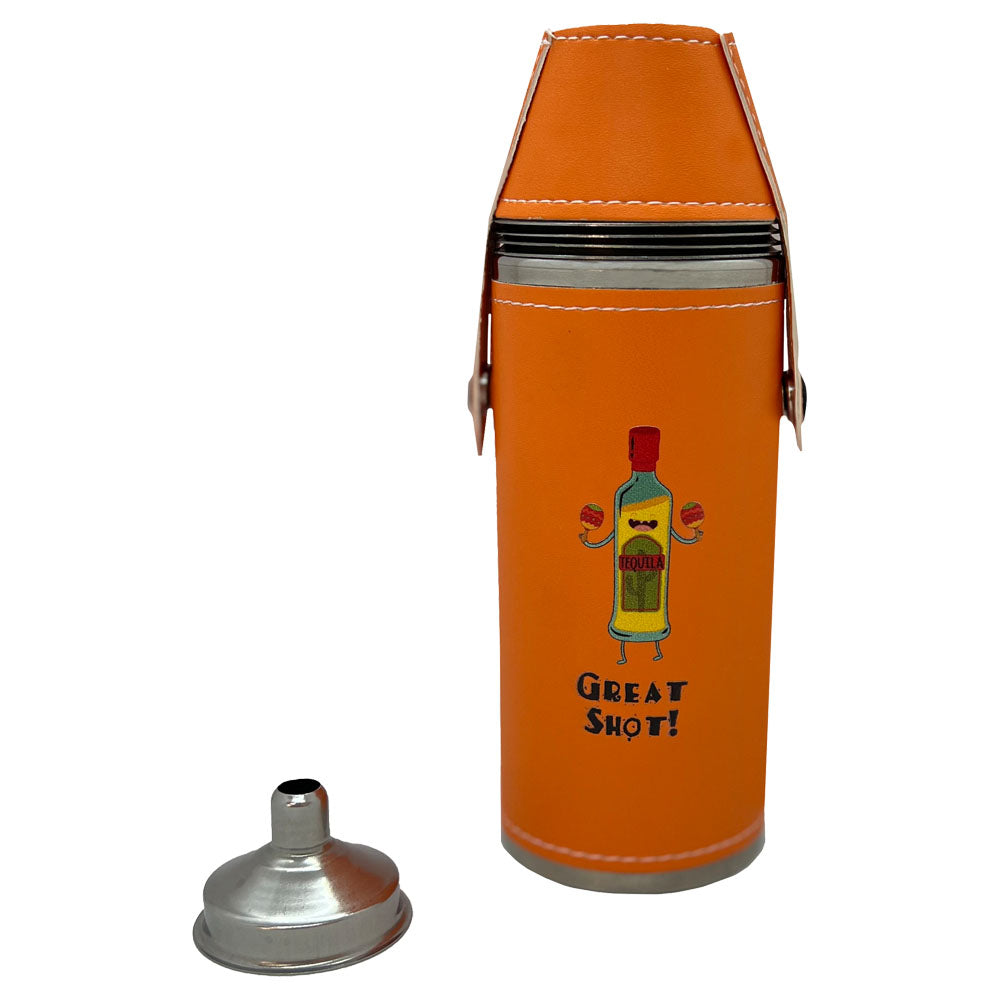 Giggle Golf Great Shot 8 oz Flask With Shot Glasses & Funnel