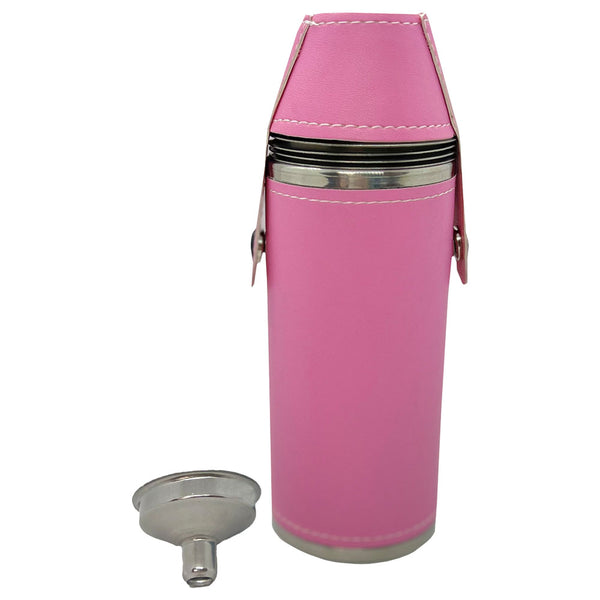 Giggle Golf Pink 8 oz Flask With 4 Shot Glasses And 1 Funnel