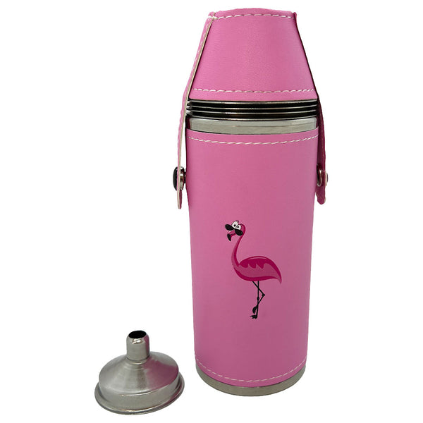 Pink Flamingo 8 oz Flask With 4 shot glasses and 1 funnel