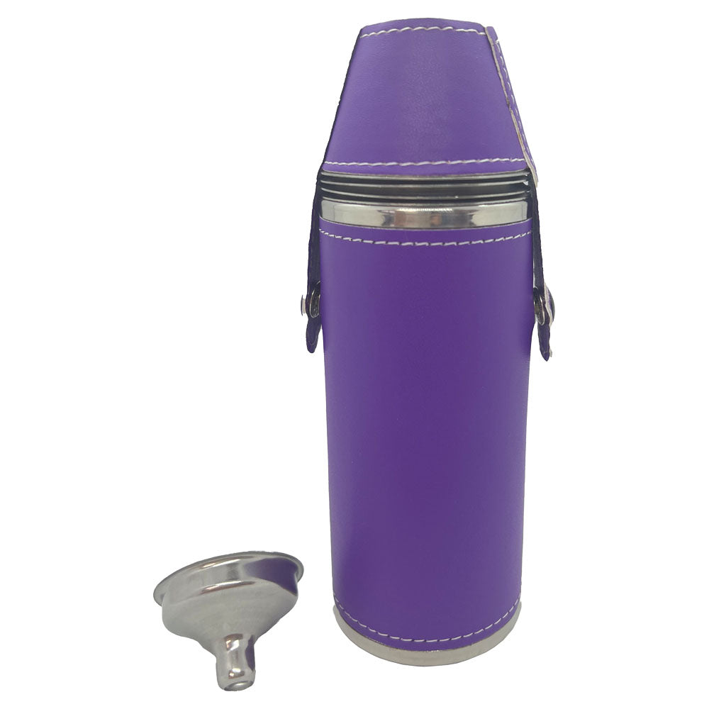 8 oz Purple Golf Flask With Four Shot Glasses