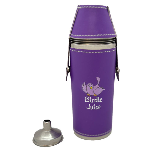 Giggle Golf Birdie Juice 8 oz Purple Flask With Shot Glasses With Funnel