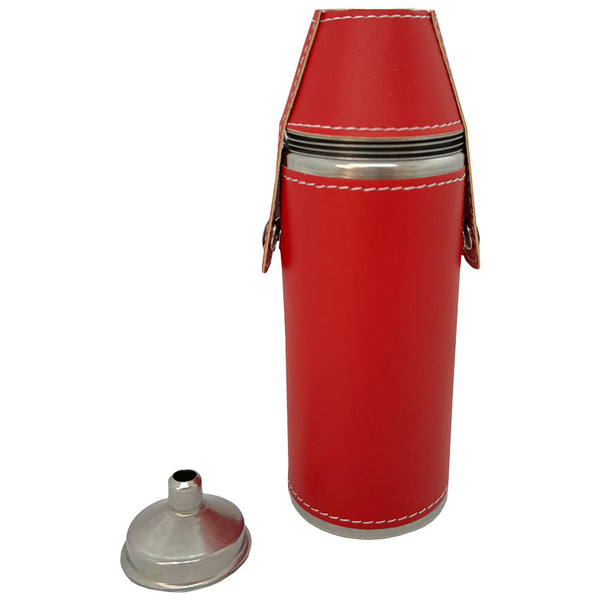 Giggle Golf Red 8 Oz Flask With 4 Shot Glasses and 1 Funnel