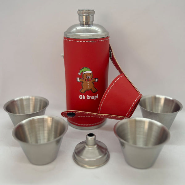 Giggle Golf Red Golfing Flask With Gingerbread Man Design