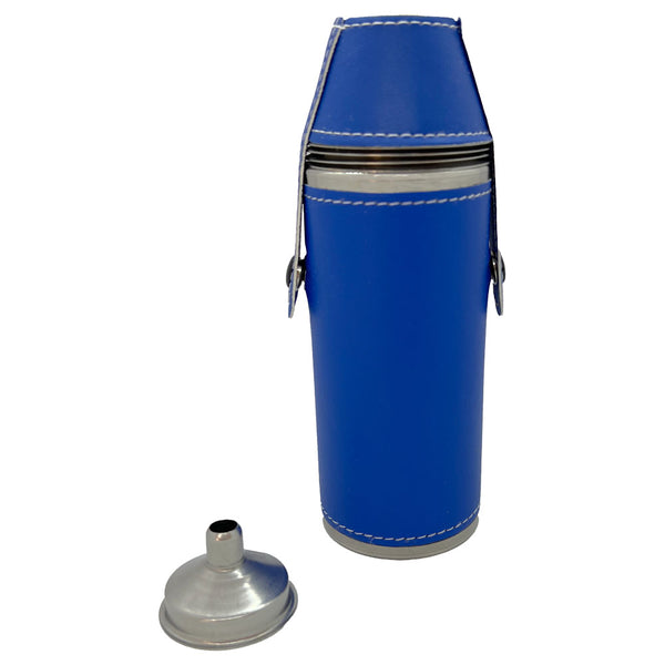 Giggle Golf 8 oz Royal Blue Flask With 4 Metal Shot Glasses And 1 Funnel