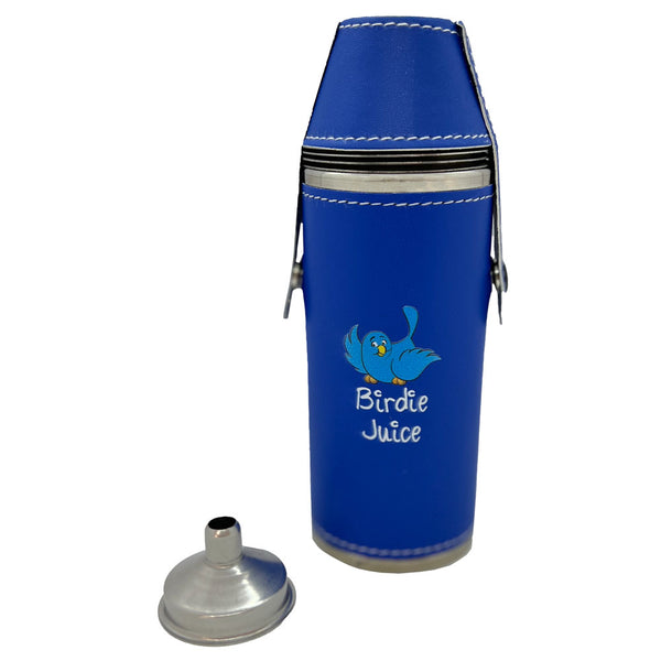 Birdie Juice 8 oz Royal Blue Flask With Shot Glasses