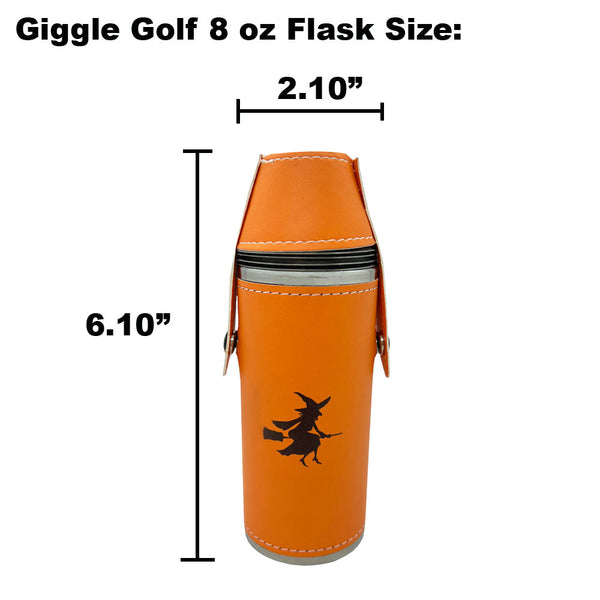 Giggle Golf Witch 8 oz Orange Flask Size