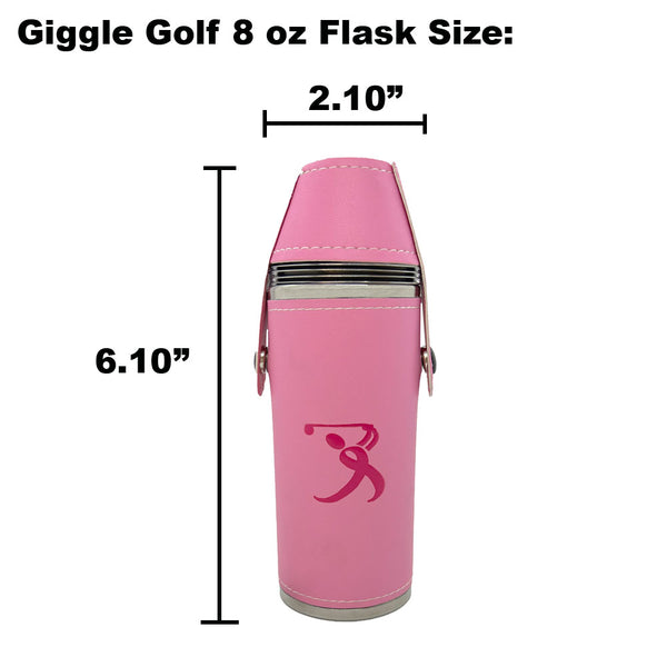 Giggle Golf 8 oz Flask Size - Pink Bottle With Breast Cancer Golfer Logo