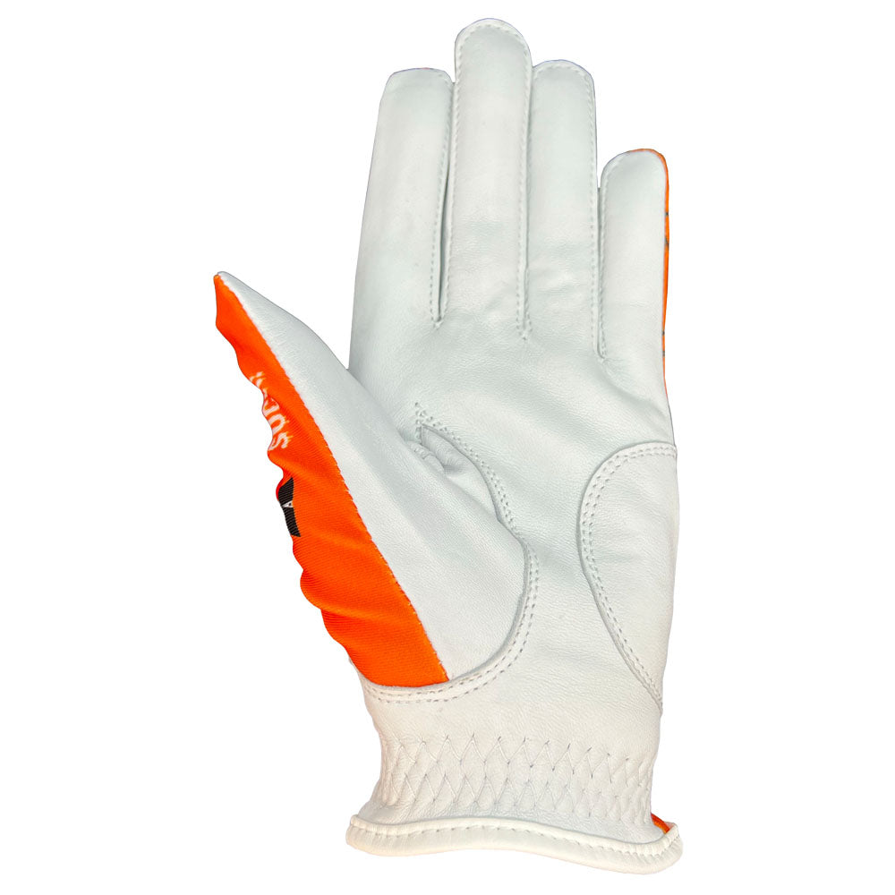 women's halloween golf glove with white palm. worn on left hand