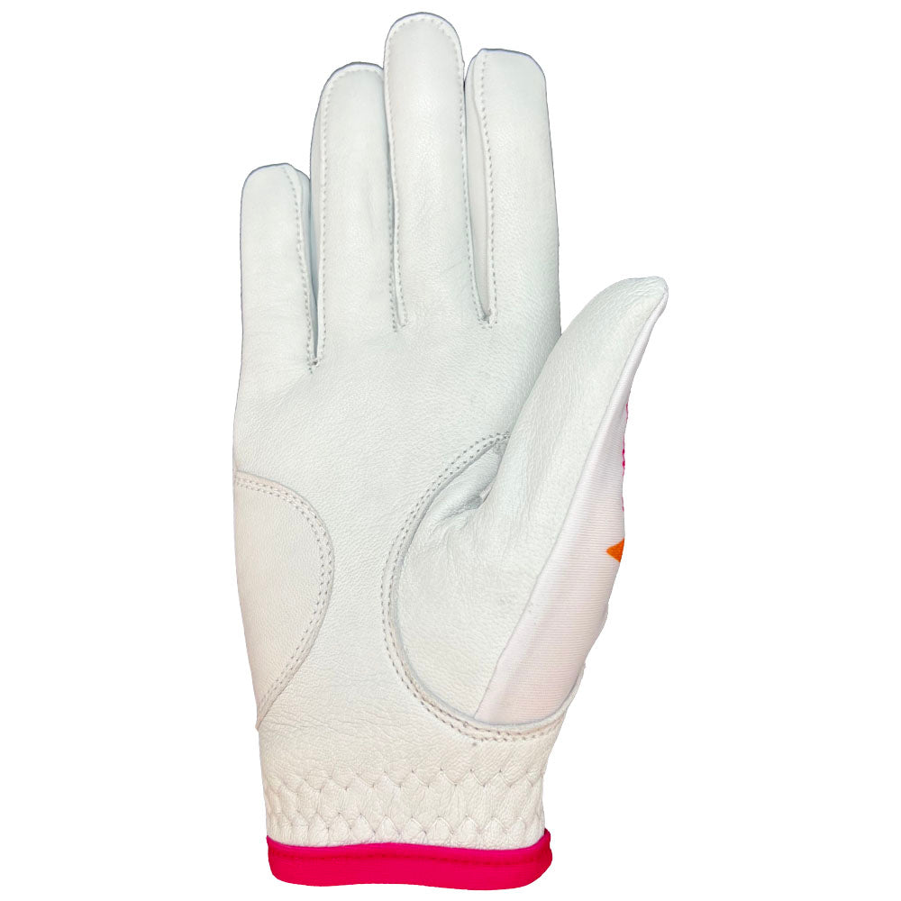 Sweet on golf women's golf glove with white palm, worn on right hand