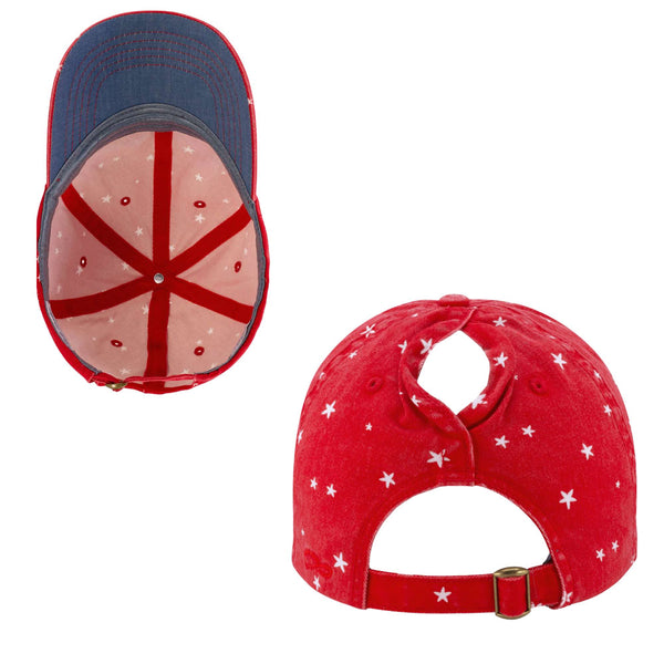 Giggle Golf Infinity Her Red & Stars Pony tail Hat