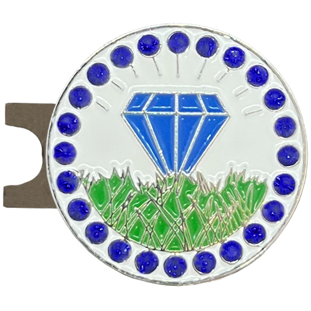 Bling Diamond In The Rough (Blue) Golf Ball Marker