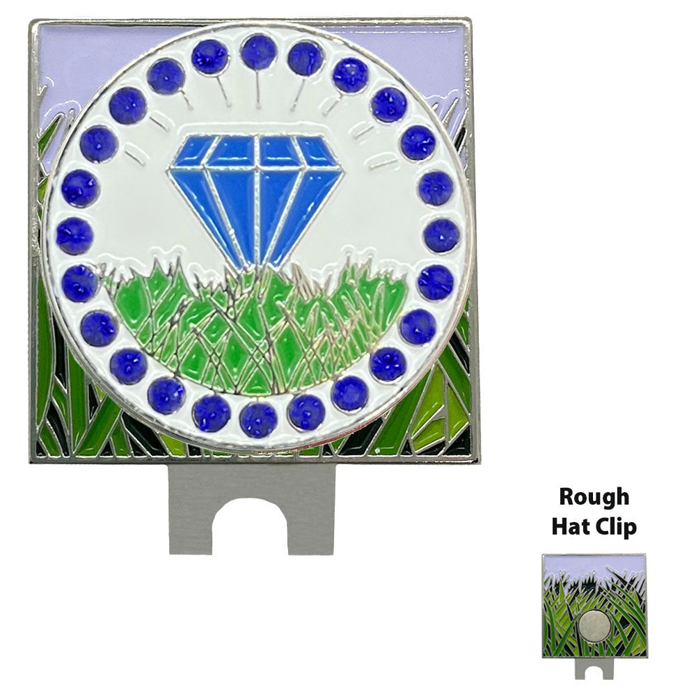 Bling Diamond In The Rough (Blue) Golf Ball Marker