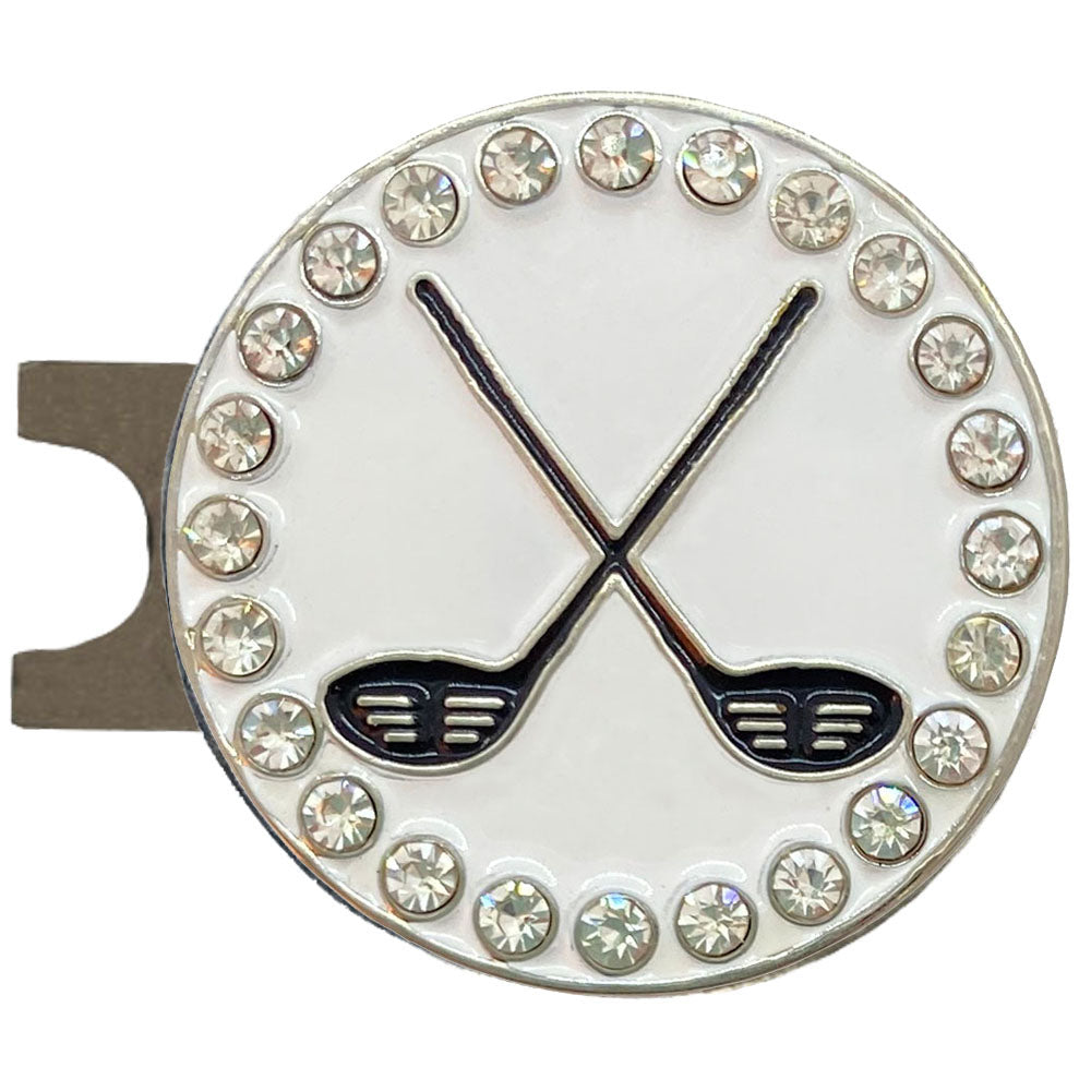 Bling Crossed Clubs Golf Ball Marker